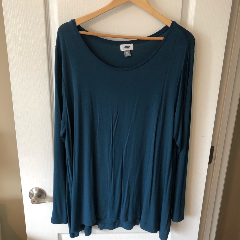 Old Navy XXL Blue Long Sleeve Tunic Top Blouse